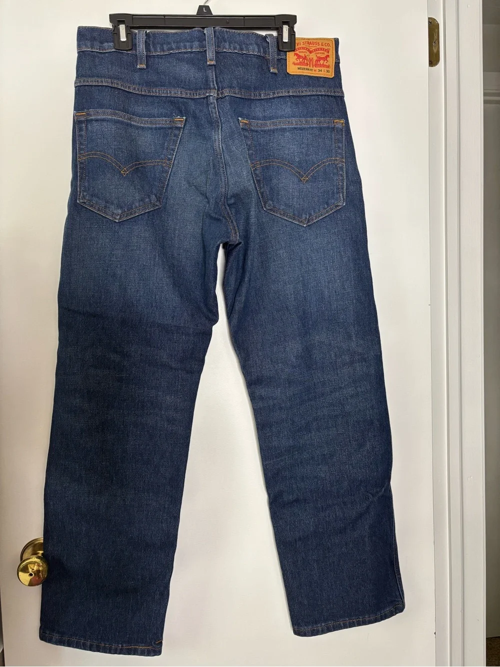 Levi's Men's Relaxed Blue Denim Jeans with Tan Leather Patch Made in USA